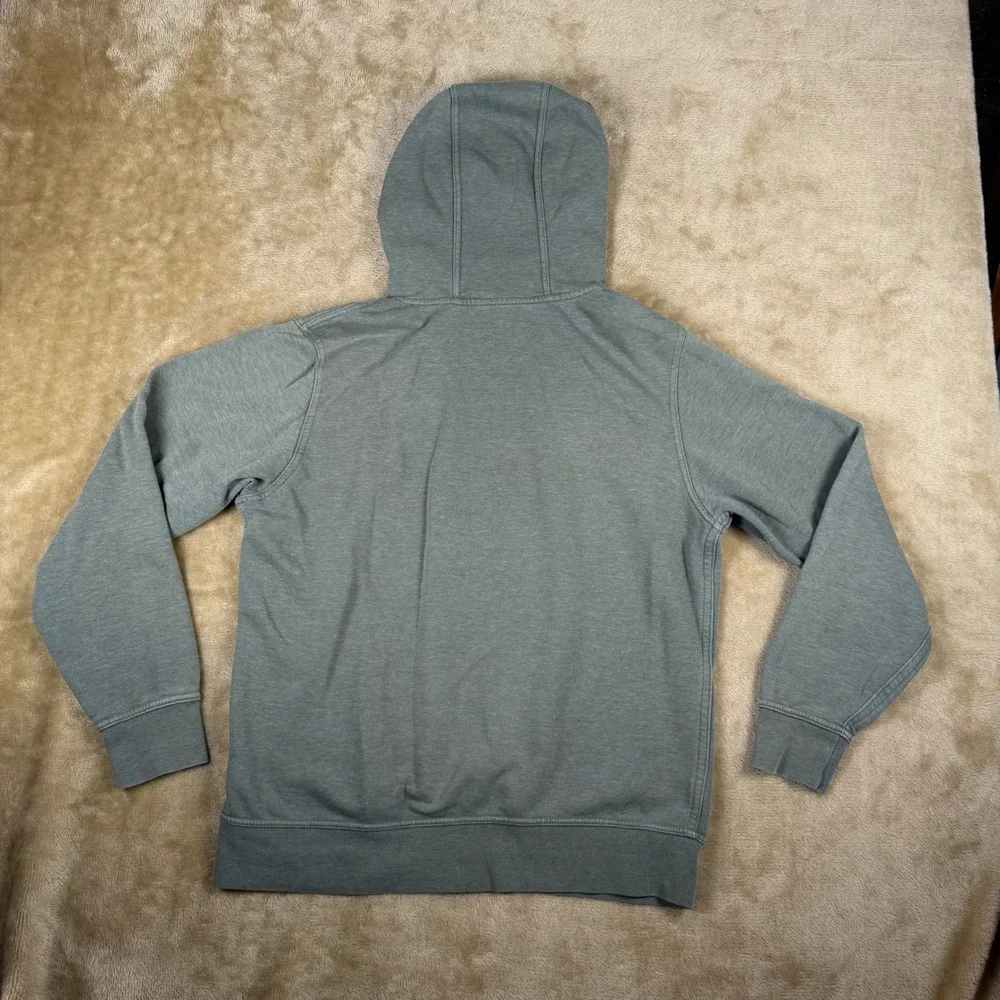 The North Face Mens Gray Distressed Logo Pullover Hoodie Size Large Neon Yellow